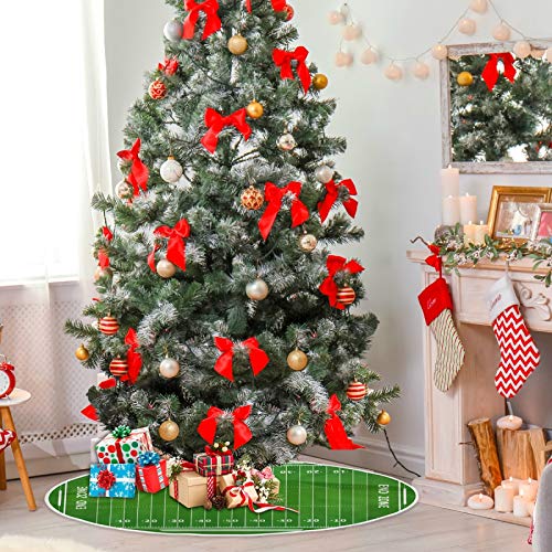 American Football Field Christmas Tree Skirt - 35.4 Inch Soft Polyester