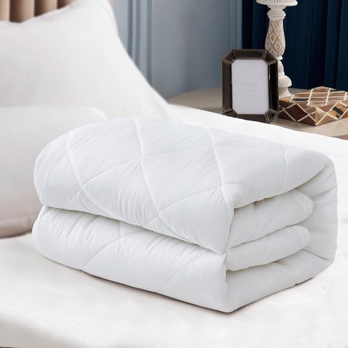 EIUE Quilted Mattress Pad - Lightweight & Breathable Queen Mattress Topper Protector | Machine Washable, White (60x80 inches)