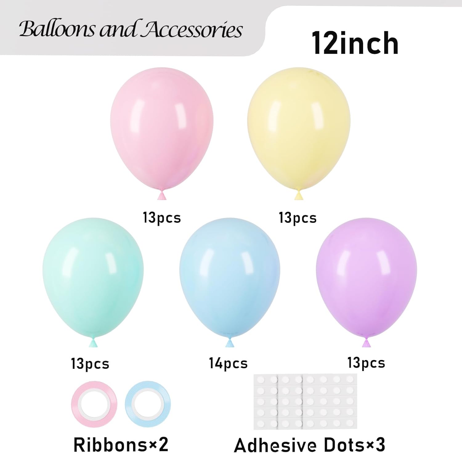 Voircoloria Pastel Balloons - 66-Pack 12-Inch Macaron Latex Party Balloons for Celebrations