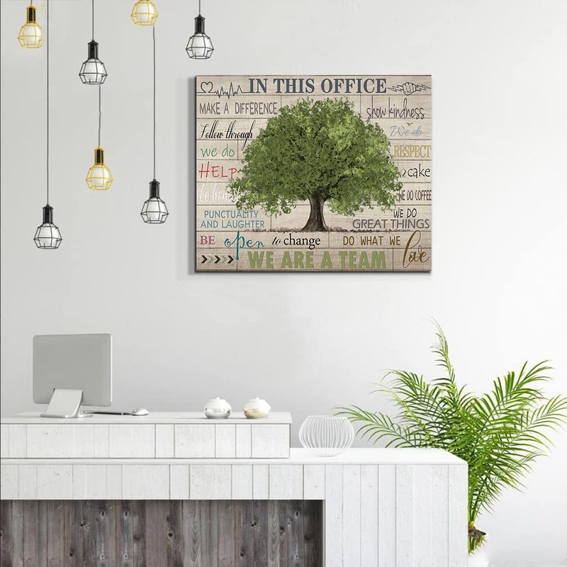 Inspirational Quotes Wall Art Prints Motivational Sayings Wall Decor Rustic Green Tree Picture Posters Framed Canvas Wall Decor for School Office Classroom College Decoration, 20x24 Inch