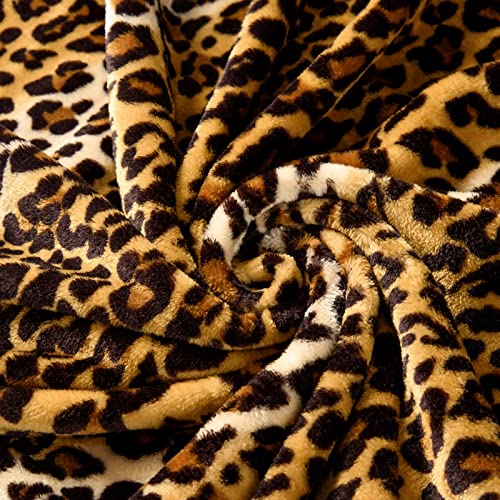 Leopard Print Fleece Throw Blanket, 50x40 Inch Soft Flannel for Bed and Sofa