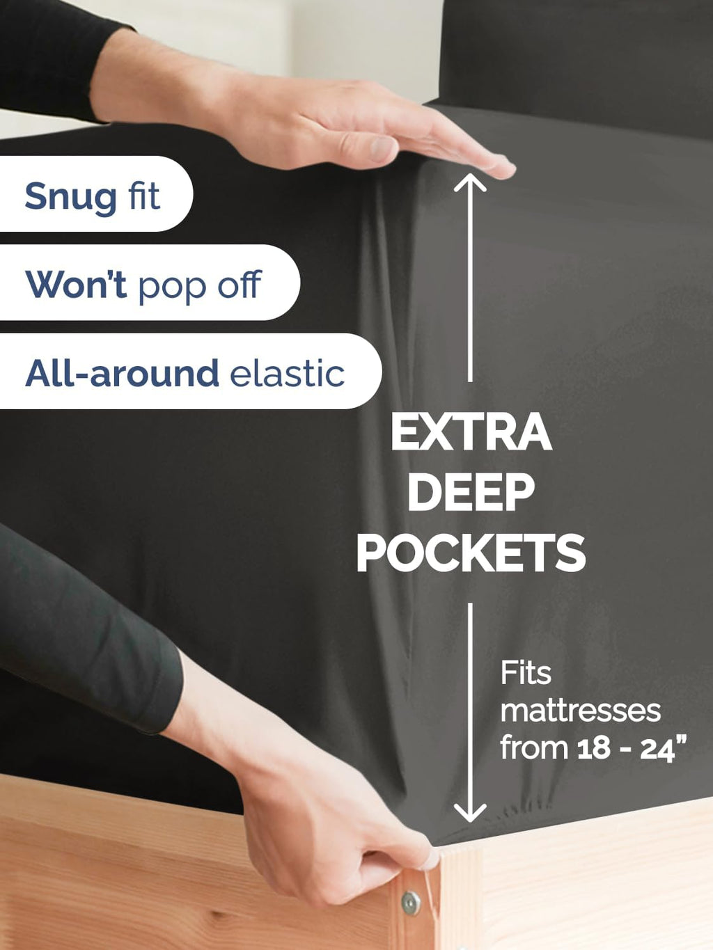 Skiennix Extra Deep King Sheet Set - 6 Piece Breathable Cooling Bedding - Soft Wrinkle-Free Charcoal
