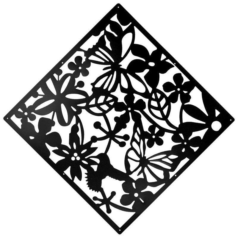 ANMINY 24 PCS Hanging Room Divider Flower Carving Pattern Panels Decorative Wall Screen Panel Hollow Out Design for Living Dining Room Kitchen Bedroom Office Bar Restaurant Home Hotel Decor - Black