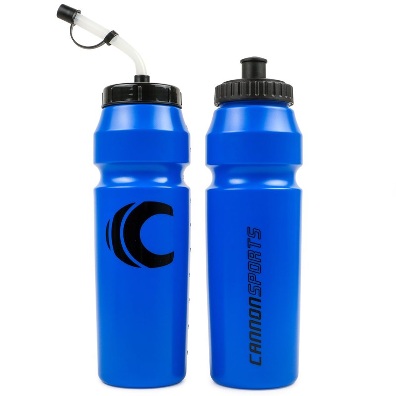 Cannon Sports 1 Liter Sports Water Bottle, BPA-Free, 34 Oz Capacity, Large Mouth, 2 lids (Straw and Squeeze), Great For Helmet Sports Such As Hockey, Lacrosse, Football, Boxing (Royal Blue)