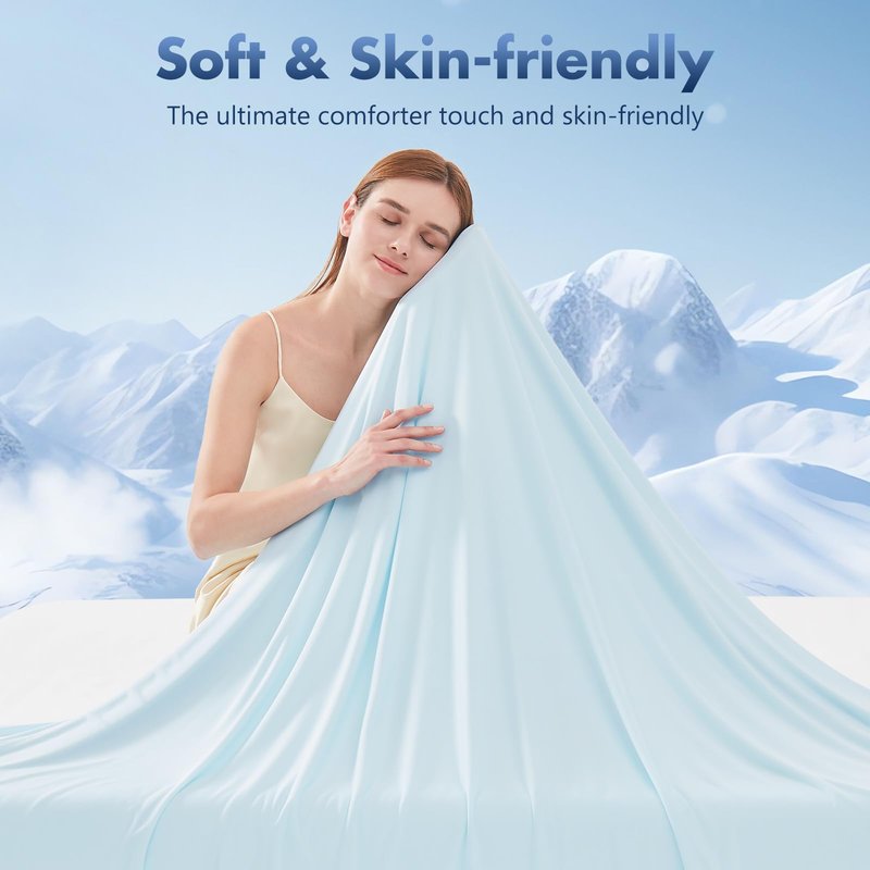 GOHERO Cooling Blanket King 90"x108" - Double Sided Summer Blankets for Hot Sleepers - Lightweight Soft Arc-Chill Q-Max >0.5 Blanket Absorbs Heat to Keep Cool on Warm Nights Blue