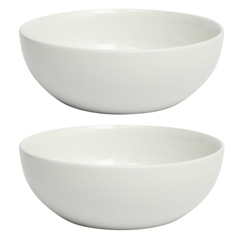 Gibson Home Extra Large Serving Bowls Set of 2-100 oz 10-Inch White Porcelain Salad Bowl Set, Stackable Ceramic Kitchen Bowls, Dishwasher & Microwave Safe