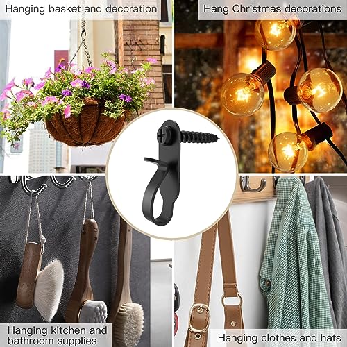 Black Stainless Steel Light Hanger Hooks 40 Pack for Christmas & Fairy Lights
