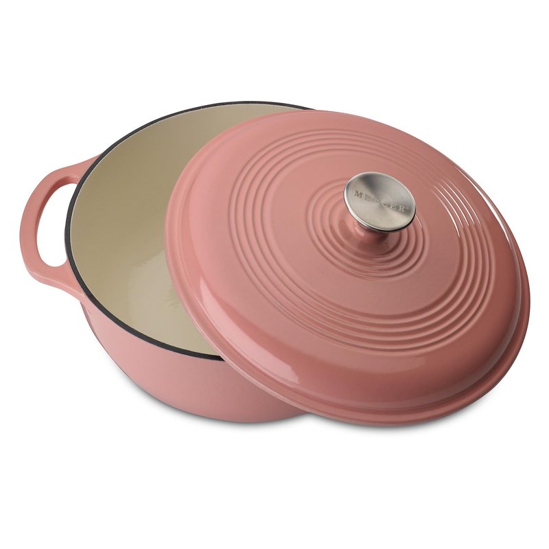 Mercer Culinary Enameled Cast Iron Round Dutch Oven, 6 qt., Pink