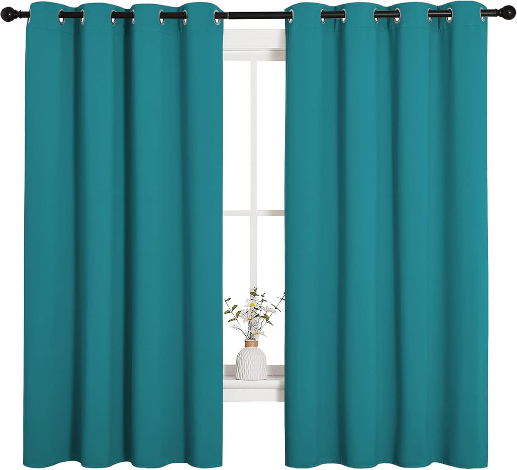 NICETOWN Blackout Curtains - Thermal Insulated Room Darkening Panels for Bedrooms | Peacock Teal, 68" Length (2 Pieces)
