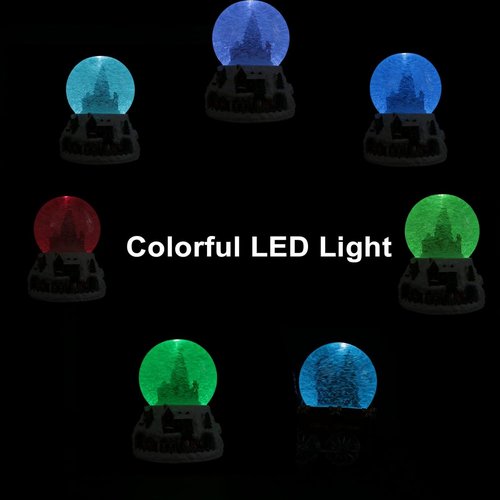 Christmas Snow Globe - LED Light Musical Snowflakes | 5.9 Inch Santa Claus & Christmas Tree Decoration