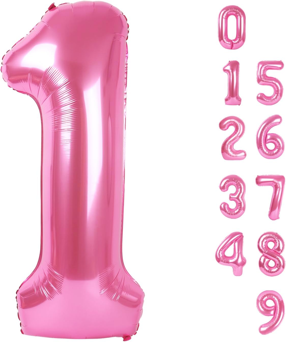 Number Balloons - 40 Inch Pink Balloons for 1st Birthday Decorations & Baby Showers