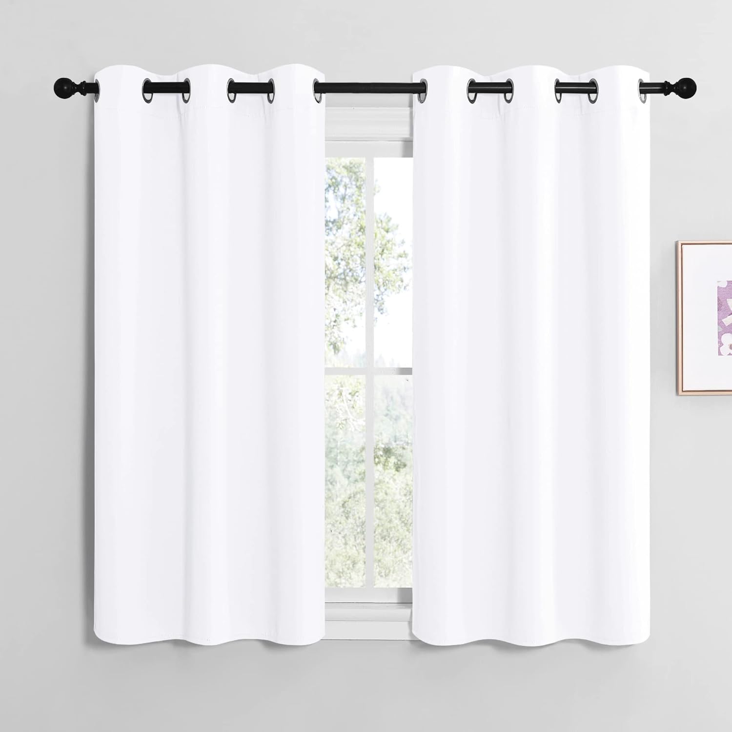 NICETOWN White Lightweight Curtain Panels - Non-Blackout Drapes for Bedroom & Dining Room | 42" W x 48" L (Set of 2)