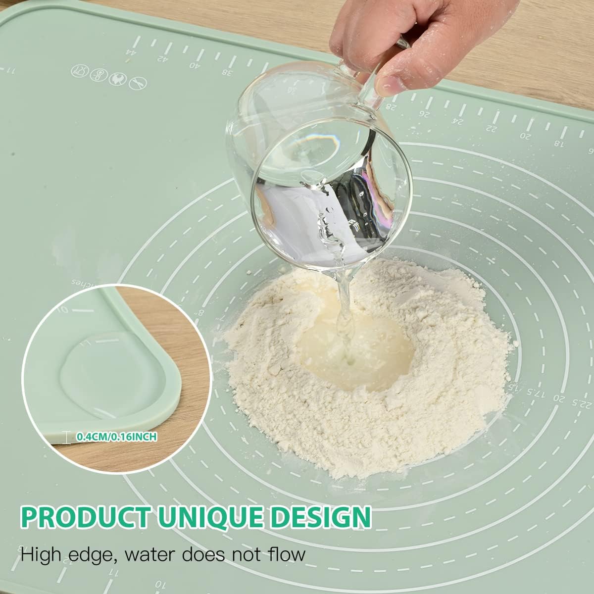 Skiennix Silicone Pastry Mat - Extra Thick Non-Stick Baking Mat | 24"x16" Food Grade Dough Roller