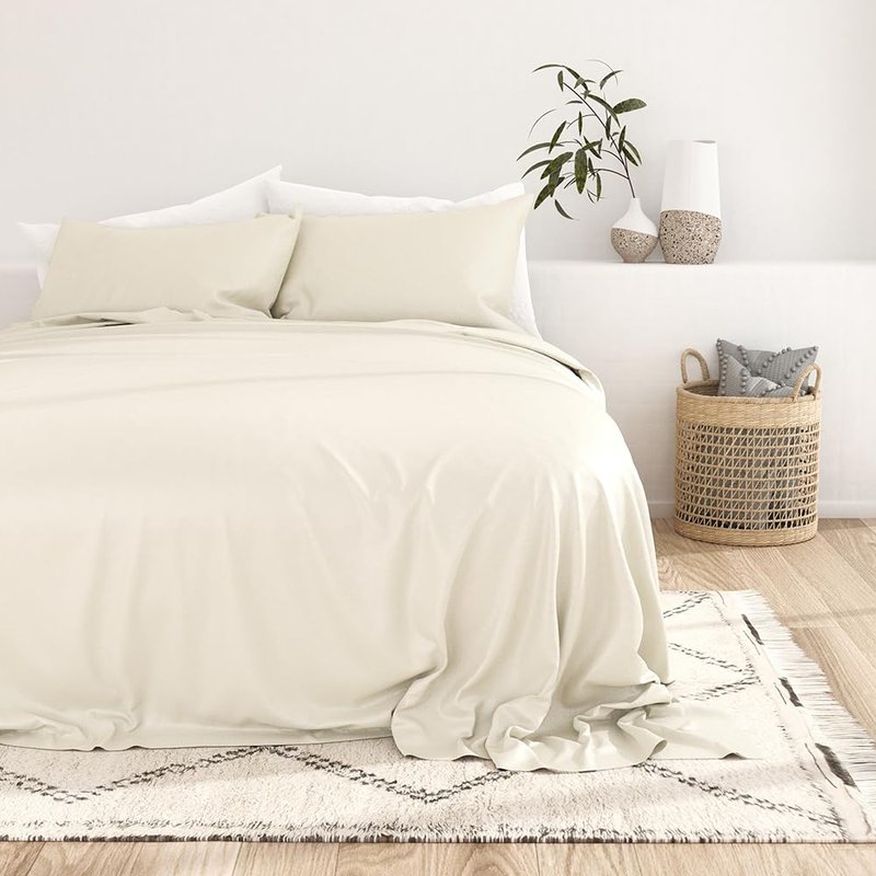 Linen Market - King Sheets - Cooling Bed Sheets Set - Deep Pocket Up to 16" - Breathable & Soft Bed Sheets & Pillowcases - Hotel Luxury Silky Soft - King Size Bed Sheets Set - 4 Piece, Ivory