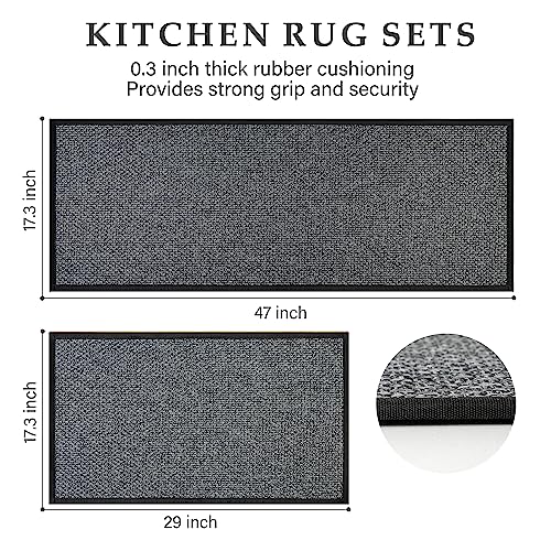 2-Piece Washable Kitchen Rug Set, Non-Slip Absorbent Runner Floor Mats