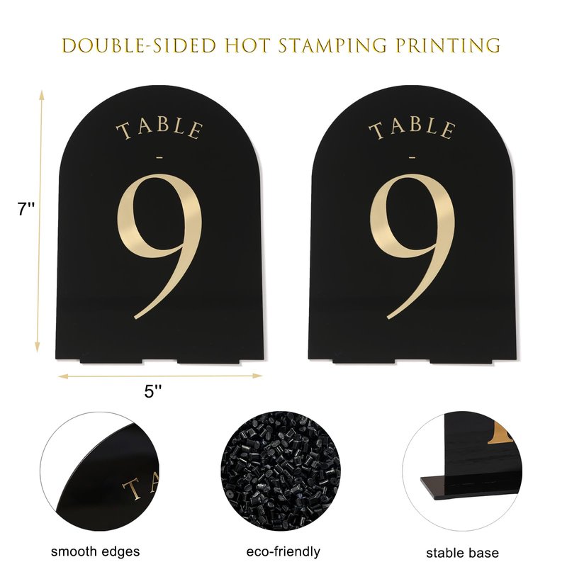 UNIQOOO White Arch Wedding Table Numbers with Stands 1-20, Gold Foil Printed 5x7 Double sided Acrylic Signs and Holders, Perfect for Centerpiece, Reception, Decoration, Party, Anniversary, Event