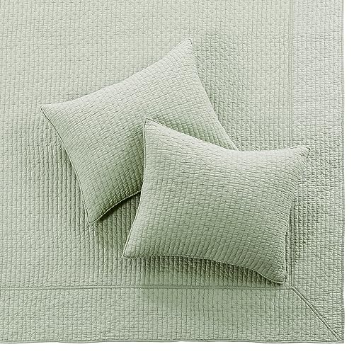 Levtex Home Cross Stitch 100% Cotton King Bedspread Set - Desert Sage
