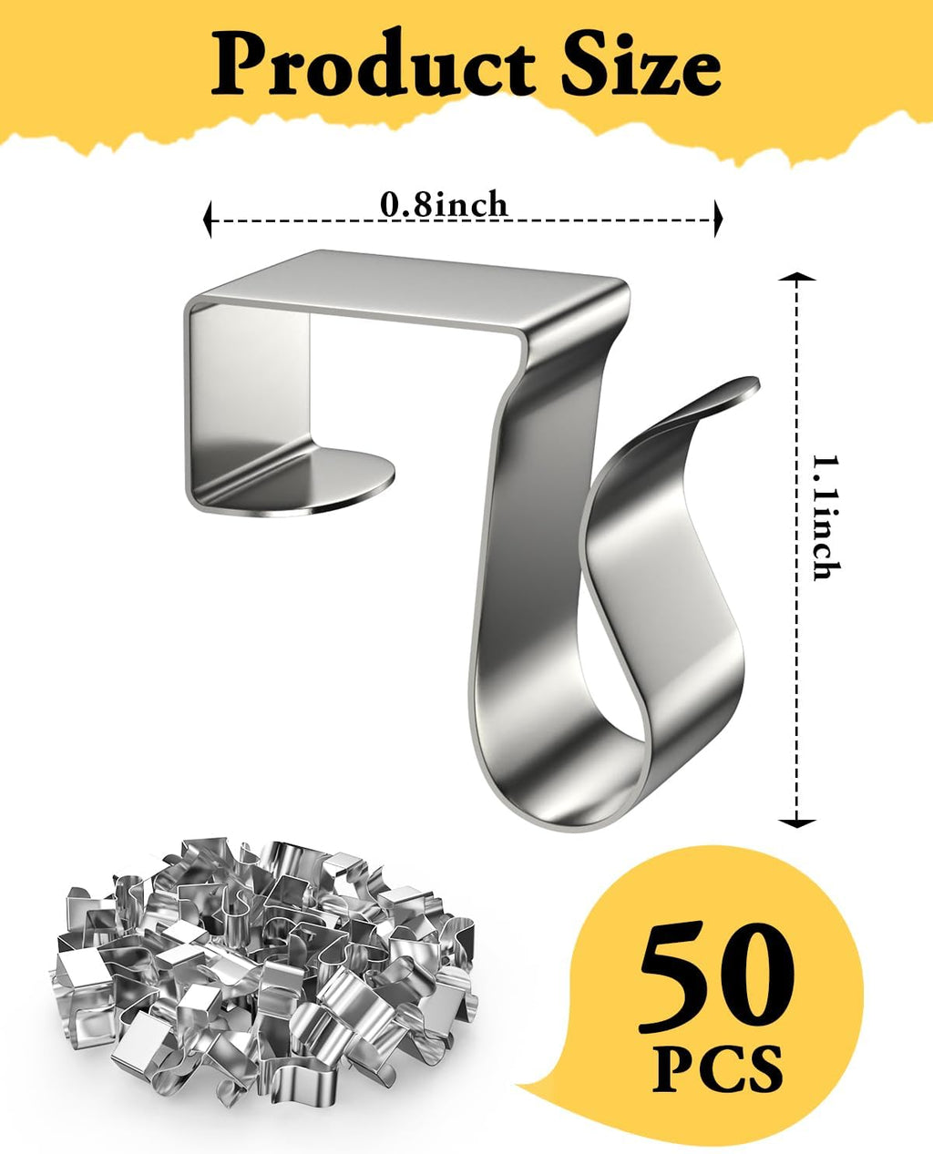 Skiennix Gutter Clips - 50 Pcs Metal Clips for Hanging Outdoor Christmas & Halloween Lights | Weatherproof Design