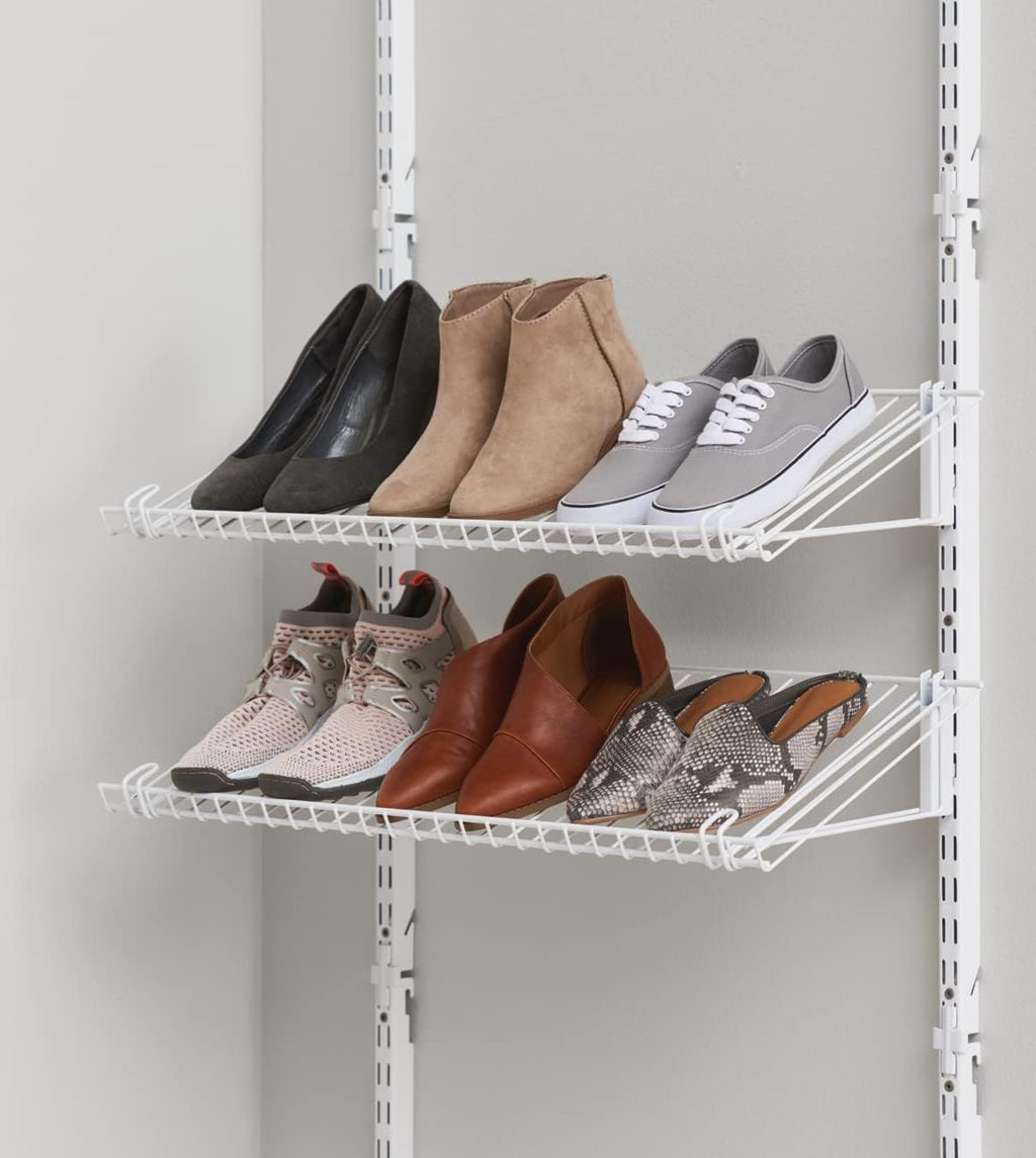 Rubbermaid Wall Mount Shoe Shelf - Customizable White Organizer for Home, Closet & Laundry