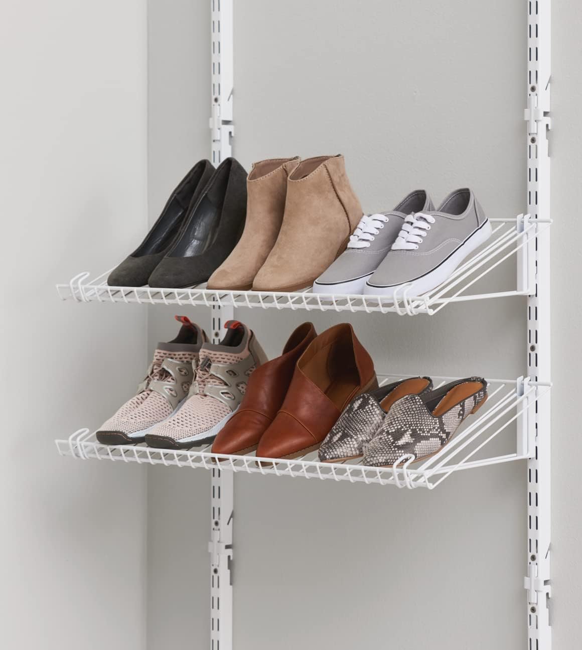 Rubbermaid Wall Mount Shoe Shelf - Customizable White Organizer for Home, Closet & Laundry