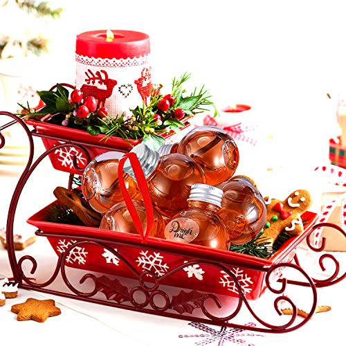 Patelai 12 Pcs Clear Fillable Christmas Drink Balls with Silver Caps and Stickers