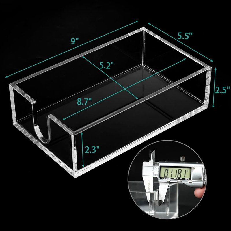 Rubtlamp 2Pcs Acrylic Napkin Holder Bathroom - 0.2Inch Thickness Acrylic Guest Towel Napkin Holder - Hand Towel Tray for Kitchen, Parties, Weddings, Party, Hotel, Restaurant (Clear, 9”X5.5”X2.5”)