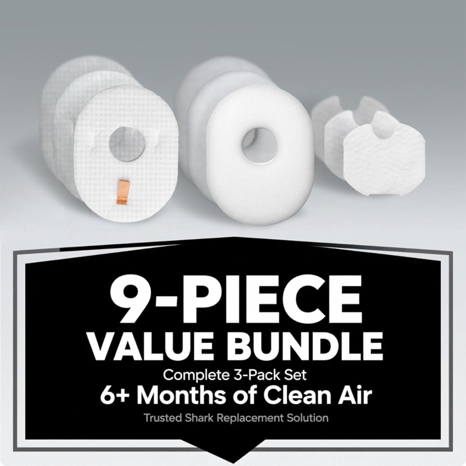Shark Replacement Filter Kit - 3 Pack Vacuum Filters & Brush for Rocket HV300 Series