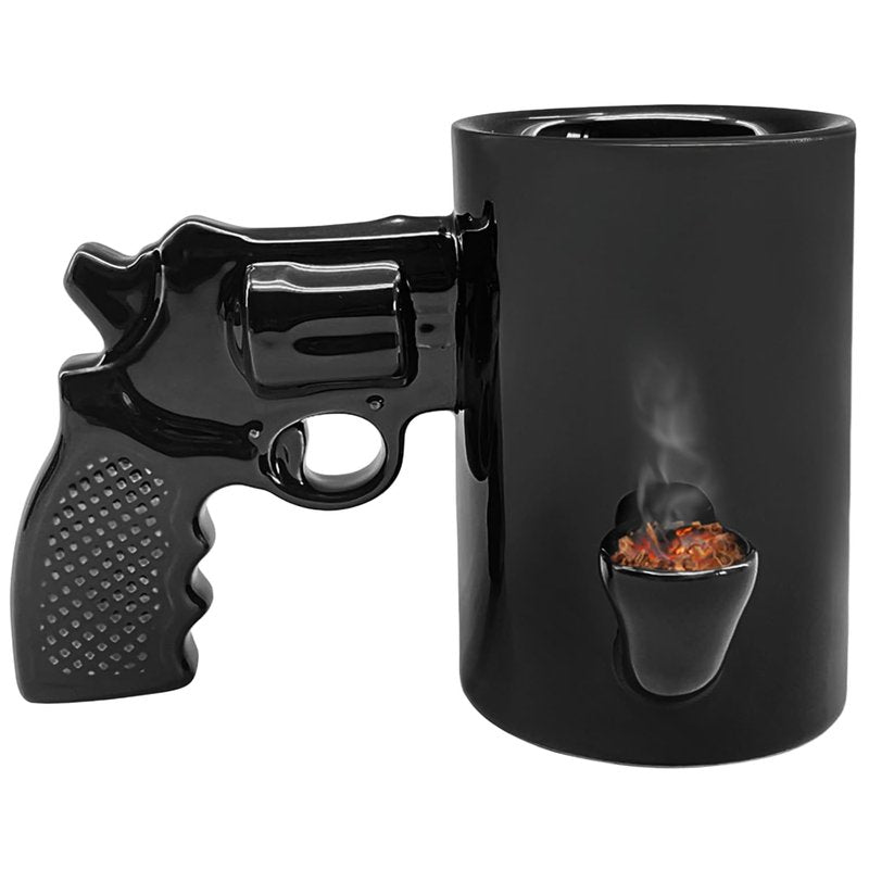 Gun Coffee Mug for Men, Unique Ceramic Wake and Bake Coffee Mug Featuring a Built in Smoke Pipe, Perfect Cup for Who Want Something Functional, Funny and Unforgettable