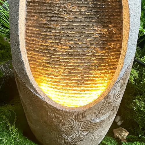27.5-Inch Modern Floor Standing Water Fountain with Rotating LED Light Ball