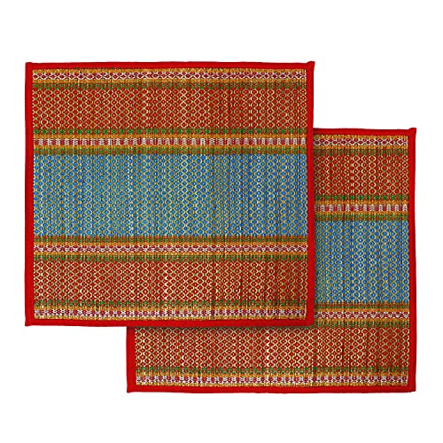 Handcrafted Natural River Grass Meditation Prayer Mats, 20x18 Inch, Set of 2