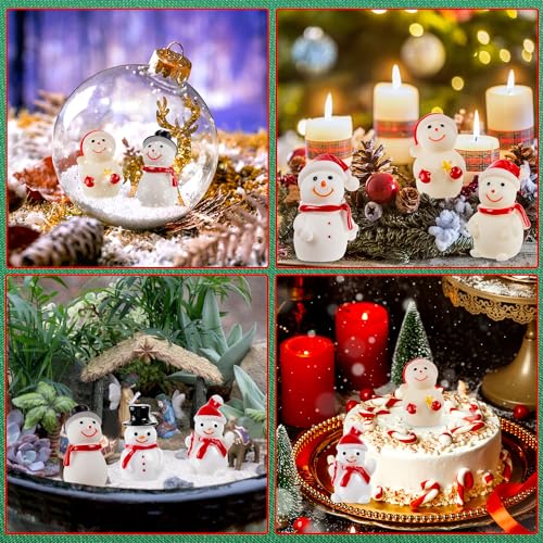 FFNIU 72Pcs Mini Snowman Figurines - SnowmanFigurines72Pcs 6 Styles Resin Christmas Decor
