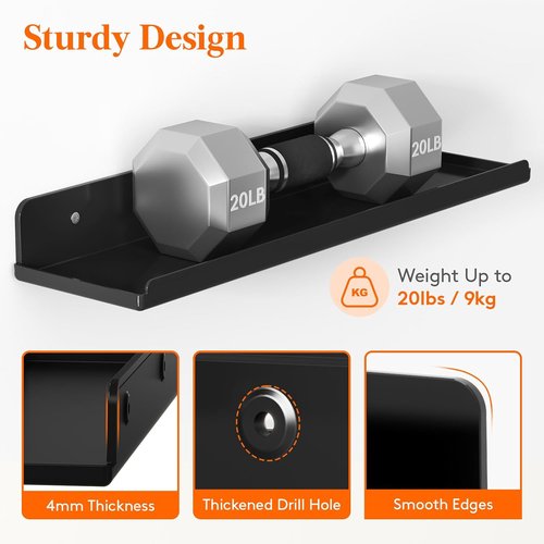 Lifewit Floating Shelves - 15" Acrylic Wall Organizer for Perfume & Decor | Black, Set of 6