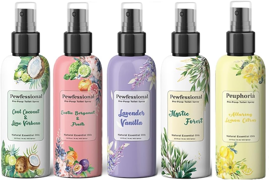 Poop Spray | Pre-Poo Toilet Spray by [Brand Name] - Bathroom Odor Eliminator, 2.5 Oz, 5-Pack Travel Size