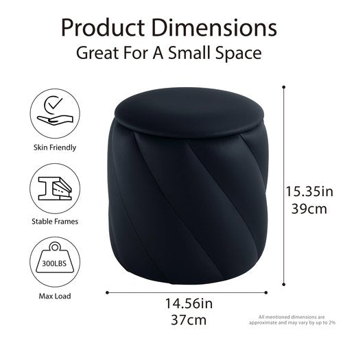 Get Set Style Round Ottoman with Soft Padded Seat, Storage Vanity Stool for Makeup, Upholstered Footrest Stool Ottoman Foot Stool for Living Room, Bedroom