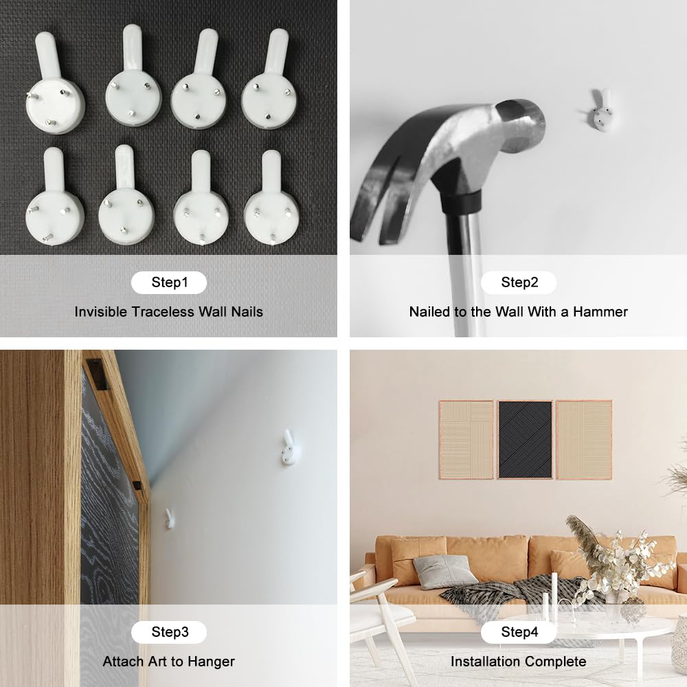 KAIRNE Modern Minimalist Wall Art Set of 3, Beige and Black Striped Geometric Prints with Wood Frame, Abstract Textured Wall Decor for Living Room, Bedroom, Office - 16x24 inch