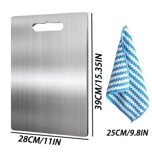 Apex Titanium Cutting Board, Titanium Cutting Boards for Kitchen, Stainless Steel Cutting Board, Double Sided Chopping Board for Cutting Meat Vegetable Fruit(Silver, 15.4 x 11in)