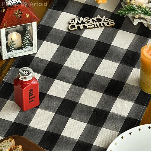 Artoid Mode Truck Tree Christmas Table Runner 13x90 Inch Black/White