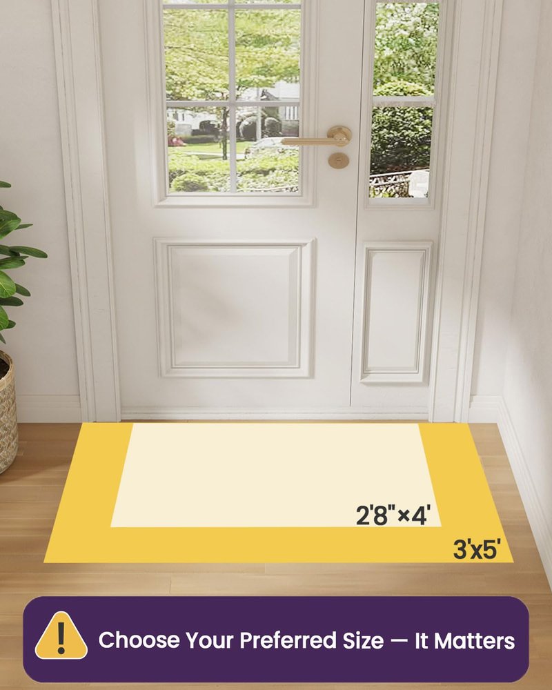 DEXI Front Door Mat Indoor Entrance, 3x5 Non Slip Entryway Doormat Dirt Trapper, Absorbent Entry Mats for Inside House, Patio, Porch, Light Beige