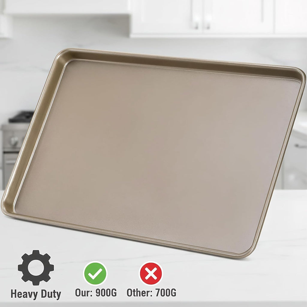 Nicunom Nonstick Baking Sheet Set - 2 Large Cookie Sheets (11.8" x 17.5") for Home & Commercial Use