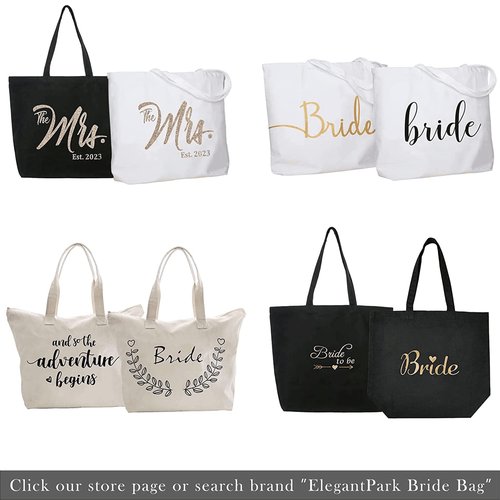 ELEGANTPARK Bridal Shower Gifts for Bride Bag Bride to Be Gifts Honeymoon Wedding Engagement Graduation Present And so the Adventure Begins Tote with Zipper and Pocket Canvas