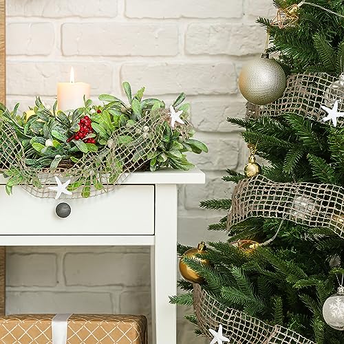 Xinnun 20ft Coastal Christmas Garland with White or Brown Starfish - Nautical Beach Decor
