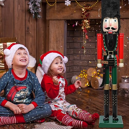 Liliful 4ft Large Nutcracker Outdoor Decoration – Wooden Life Size Christmas Soldier