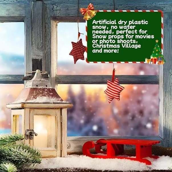 Skiennix 20oz Artificial Snow Decoration - Perfect Fake Snow for Christmas & Winter Holiday Decor