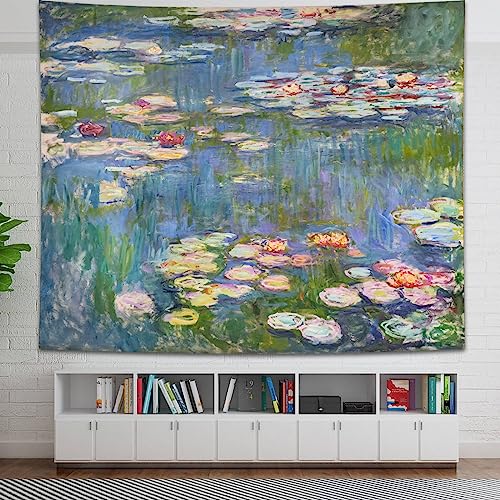 Monet Water Lily Wall Tapestry - Impressionist Floral Wall Hanging