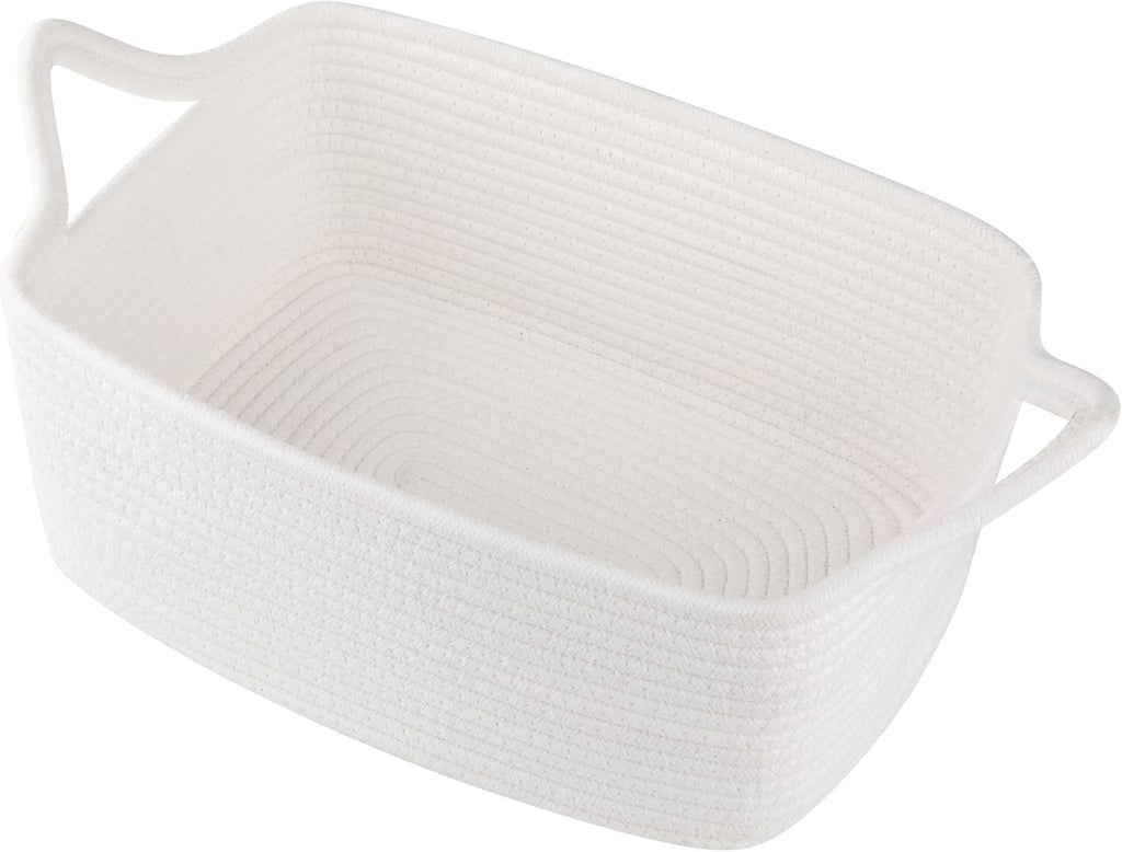 OIAHOMY Woven Storage Basket - Versatile Gift Basket with Handles for Baby Showers & Nursery - White