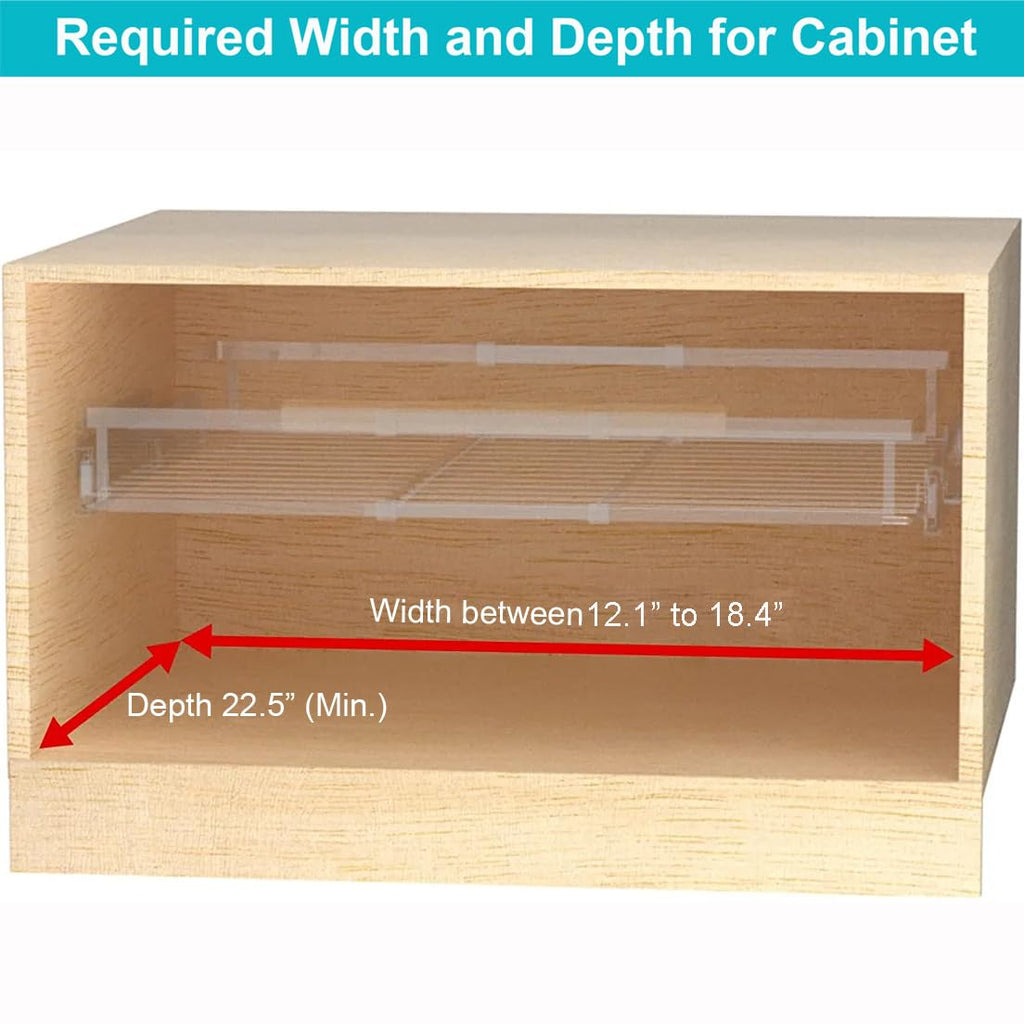 iPEGTOP 2 Pack Pull Out Cabinet Drawer Shelf Organizer, Extendable Sliding Slide Out Pantry Shelves Storage Heavy Duty for Kitchen Cabinets Under Sink, Adjustable Width 12.1~18.4" W x 22.4" D