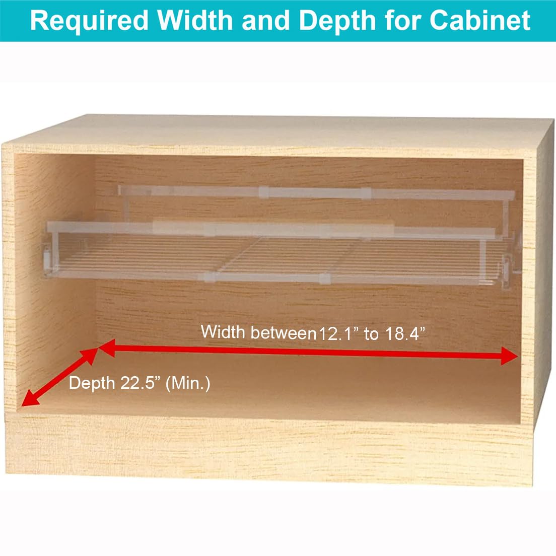 iPEGTOP 2 Pack Pull Out Cabinet Drawer Shelf Organizer, Extendable Sliding Slide Out Pantry Shelves Storage Heavy Duty for Kitchen Cabinets Under Sink, Adjustable Width 12.1~18.4" W x 22.4" D