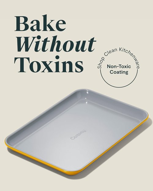 Caraway Nonstick Ceramic Baking Sheet | 9x13” Mini Pan - Non-Toxic, PTFE & PFOA Free, Oven Safe - Marigold