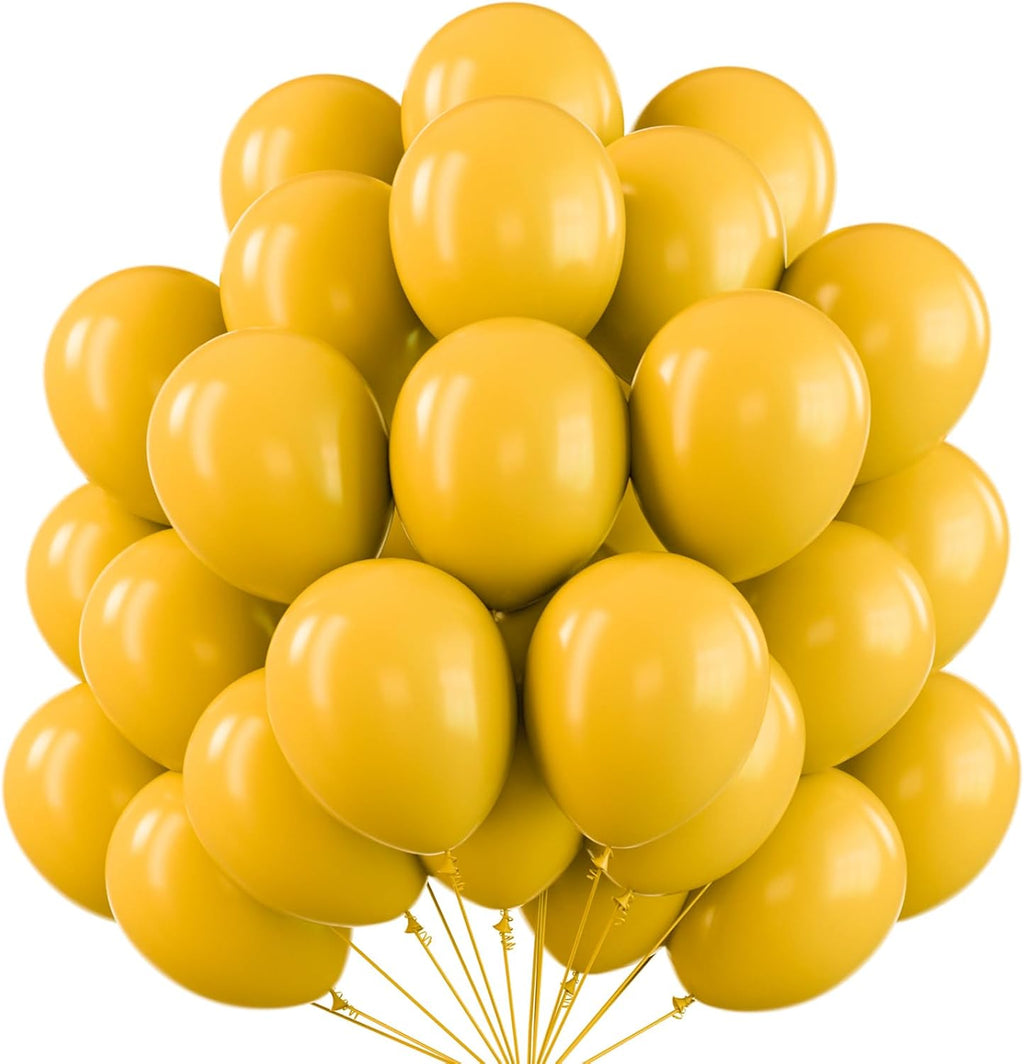PartyWoo Mustard Yellow Balloons - 101pcs 12 Inch Boho Fall Decor for Birthdays & Showers