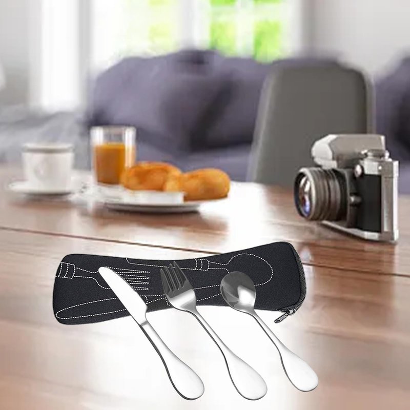 8 PCS Bariatric Plates for Portion Control Eating Portion Management Control Flatware Weight Loss Silverware Serving Spoons Forks Knives with Fabric Storage Bags